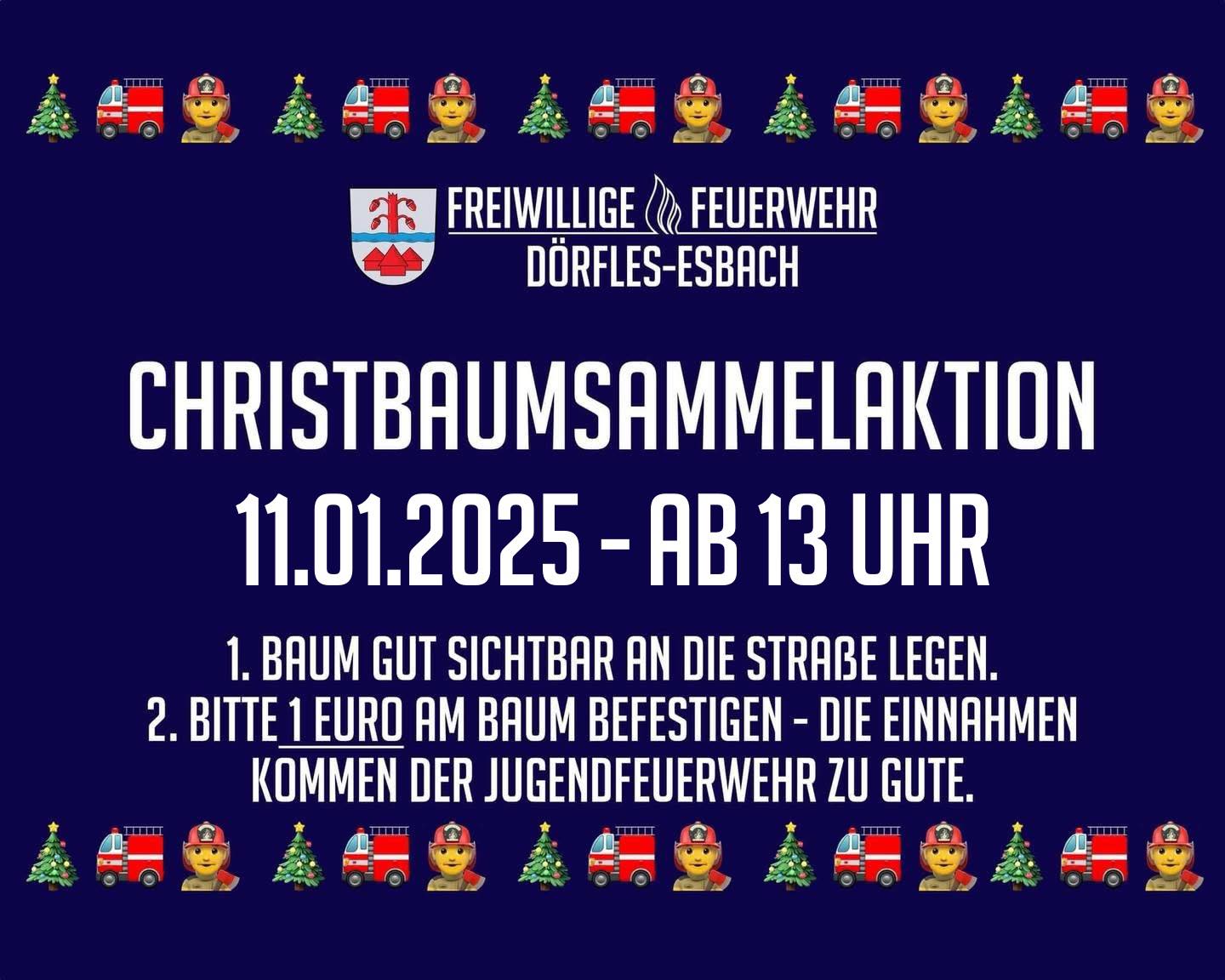 Christbaumsammelaktion der Freiwilligen Feuerwehr am 11. Januar 2025